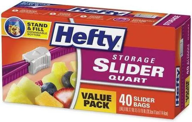 Alt view image 9 of 11 - Pactiv Corporation Hefty Slider Storage Bags 1Qt 40/BX Clear R81240