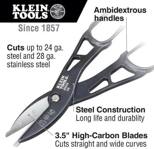 Alt view image 5 of 7 - KLEIN TOOLS 89556 Tin Snips, Straight, Left, Right, 12", Steel