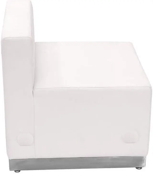 Alt view image 9 of 20 - HERCULES Alon Series Melrose White LeatherSoft Chair with Brushed Stainless Steel Base
