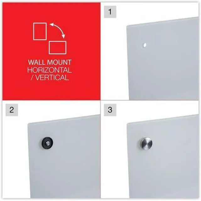 Alt view image 8 of 10 - Universal Frameless Glass Marker Board, 48" X 36", White UNV43233 Includes marker holder and mounting kit