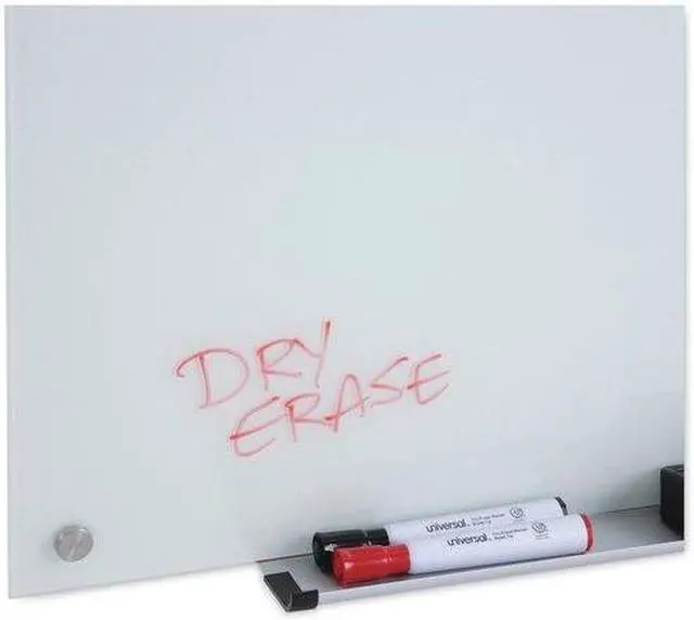Alt view image 10 of 10 - Universal Frameless Glass Marker Board, 48" X 36", White UNV43233 Includes marker holder and mounting kit