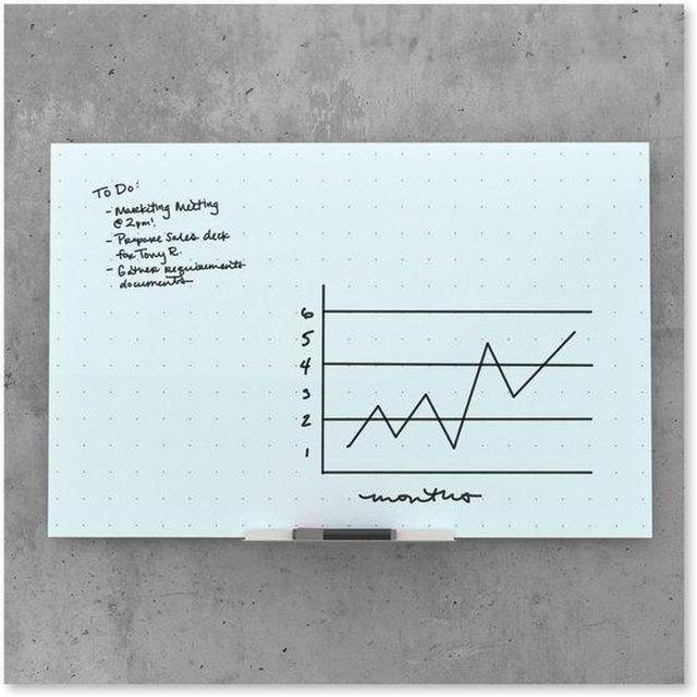 Alt view image 8 of 12 - Floating Glass Ghost Grid Dry Erase Board, 36 x 24 Inches, White Frosted Surface, Frameless UBR2798U0001