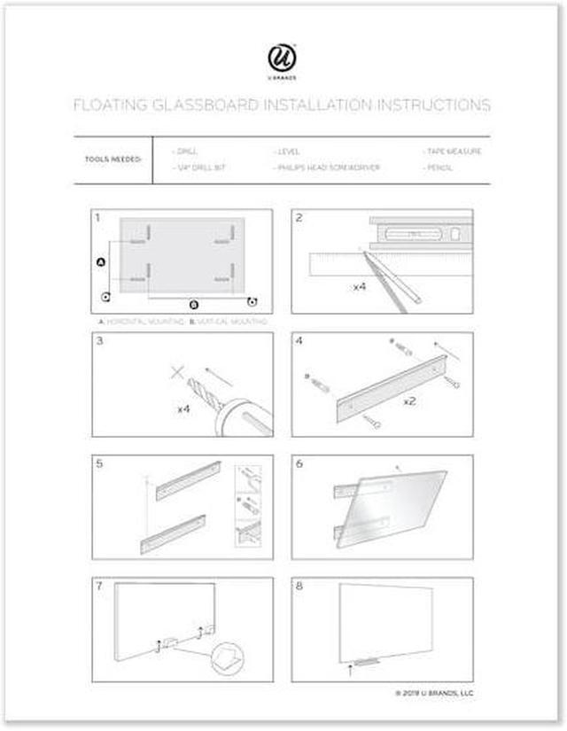 Alt view image 12 of 12 - Floating Glass Ghost Grid Dry Erase Board, 36 x 24 Inches, White Frosted Surface, Frameless UBR2798U0001
