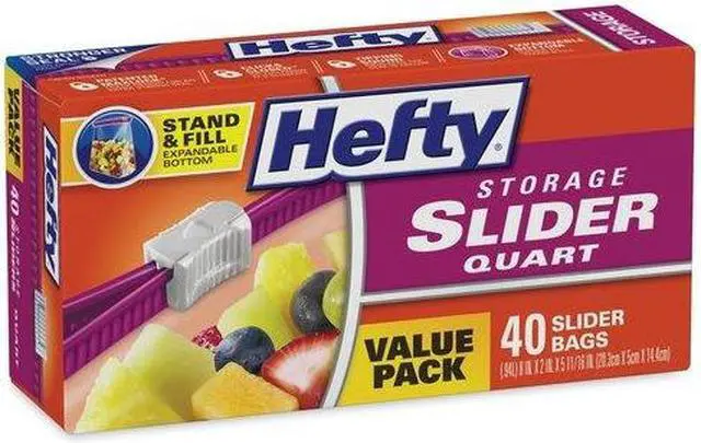 Alt view image 8 of 11 - Pactiv Corporation Hefty Slider Storage Bags 1Qt 40/BX Clear R81240