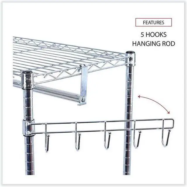 Alt view image 13 of 16 - Alera WIRE SHELVING GARMENT RACK, 30 GARMENTS, 36W X 18D X 75H, SILVER ALEGR363618SR