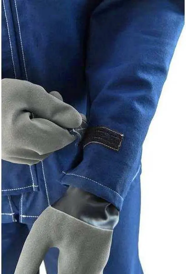 Alt view image 3 of 3 - ANSELL 66-670 Lab Jacket, Nomex(R), Hook-and-Loop, Zipper, Blue, L