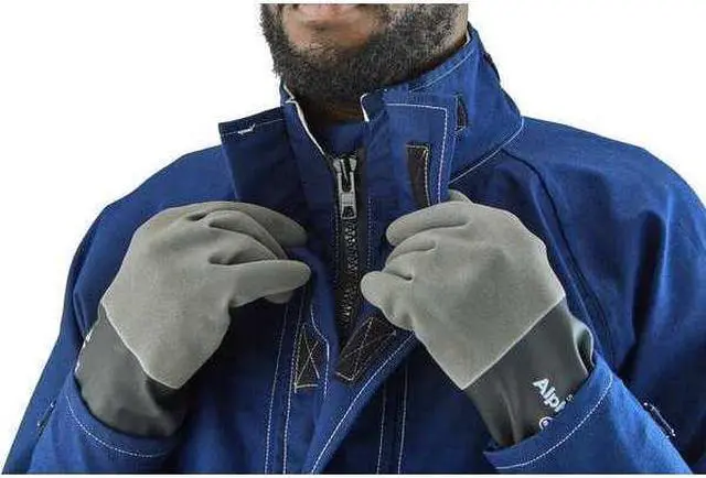 Alt view image 2 of 3 - ANSELL 66-670 Lab Jacket, Nomex(R), Hook-and-Loop, Zipper, Blue, L