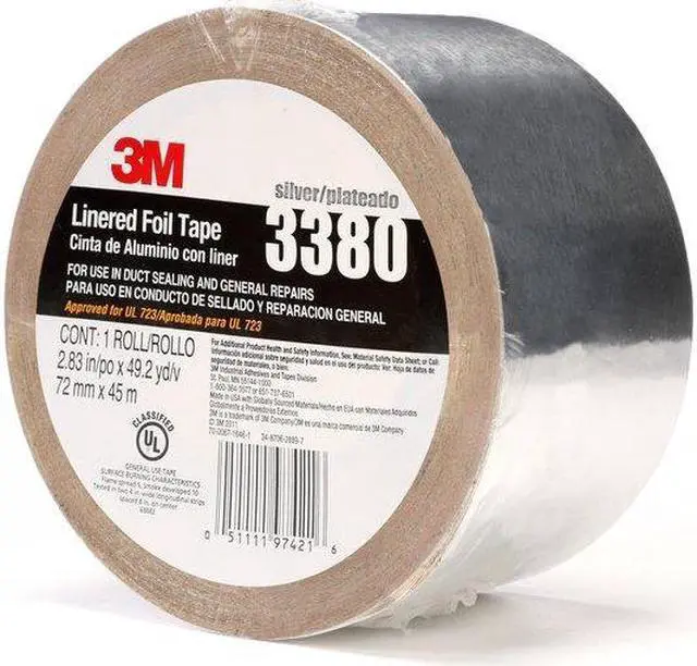 Alt view image 5 of 7 - 3M 3380 Foil Tape,2 13/16 in x 49 yd,Aluminum