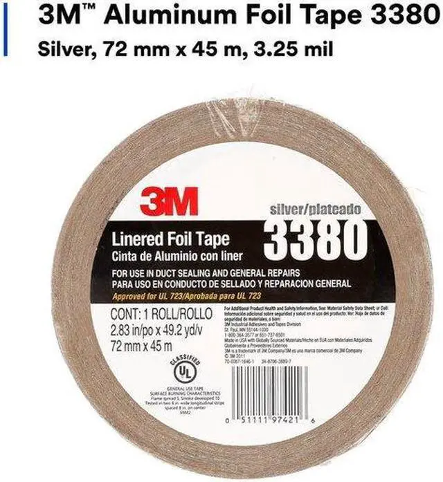 Alt view image 7 of 7 - 3M 3380 Foil Tape,2 13/16 in x 49 yd,Aluminum