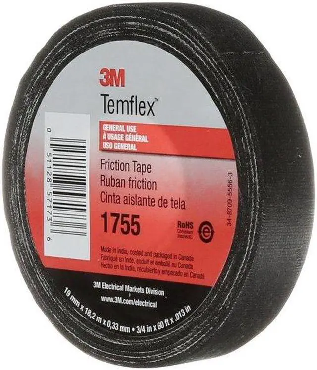 Alt view image 4 of 11 - 3M 1755 3/4"X60' Electrical Friction Tape, 1755, Temflex, 3/4 in W x 60 ft L,