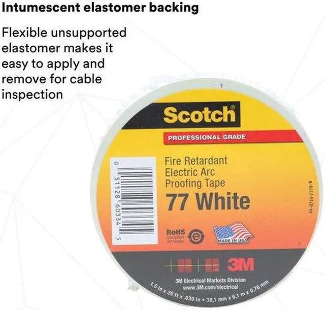 Alt view image 6 of 8 - 3M 77WHITE-1-1/2X20FT Electrical Arc Proofing Tape, 1-1/2" x 20 ft.