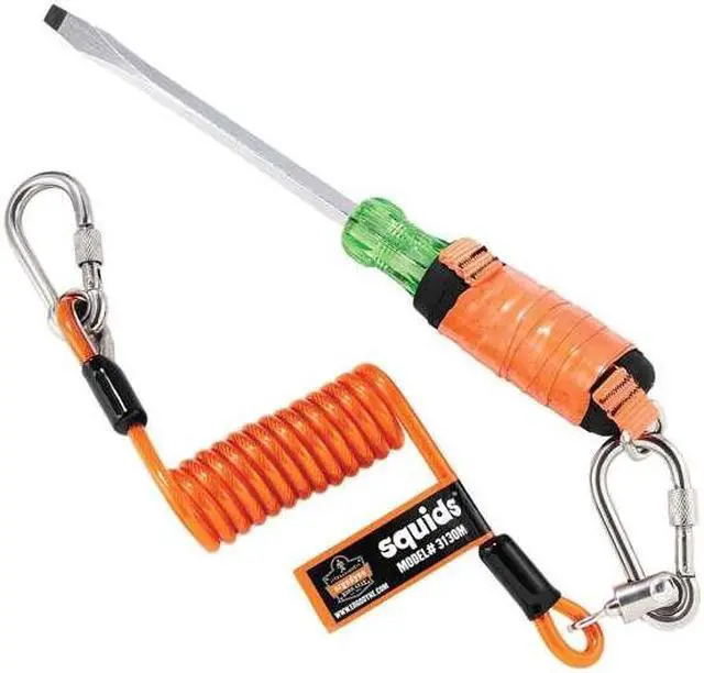 Alt view image 2 of 5 - ERGODYNE 3130M Standard Orange Coiled Cable Lanyard-5lb