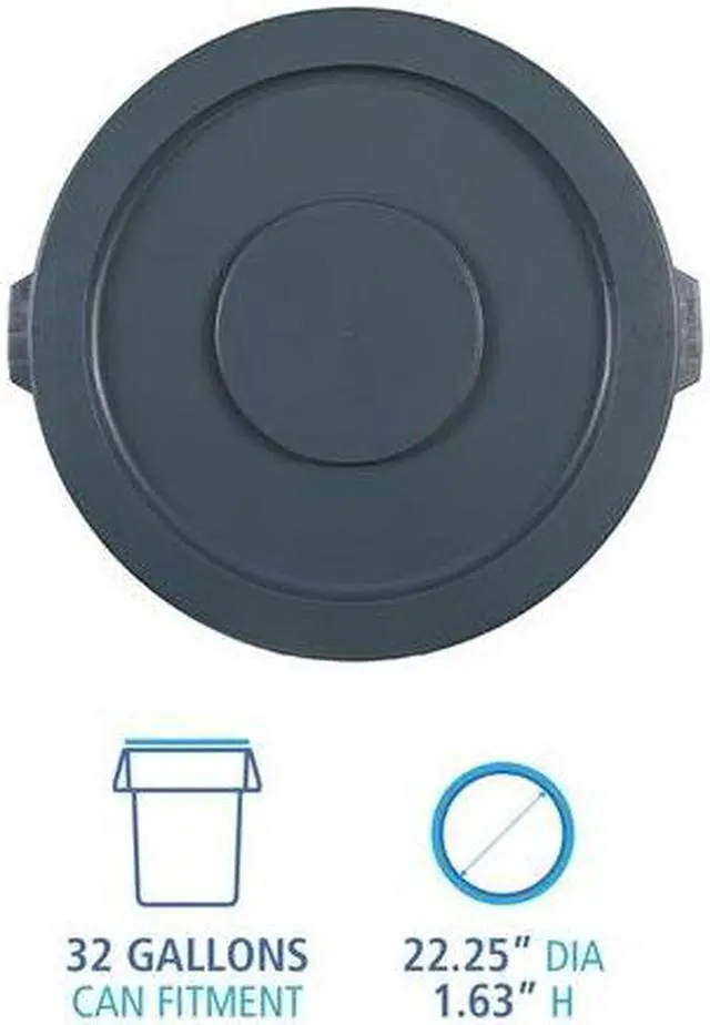 Alt view image 5 of 10 - Boardwalk Lids for 32-Gal Waste Receptacle Flat-Top Round Plastic Gray