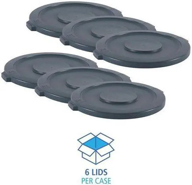 Alt view image 6 of 10 - Boardwalk Lids for 32-Gal Waste Receptacle Flat-Top Round Plastic Gray