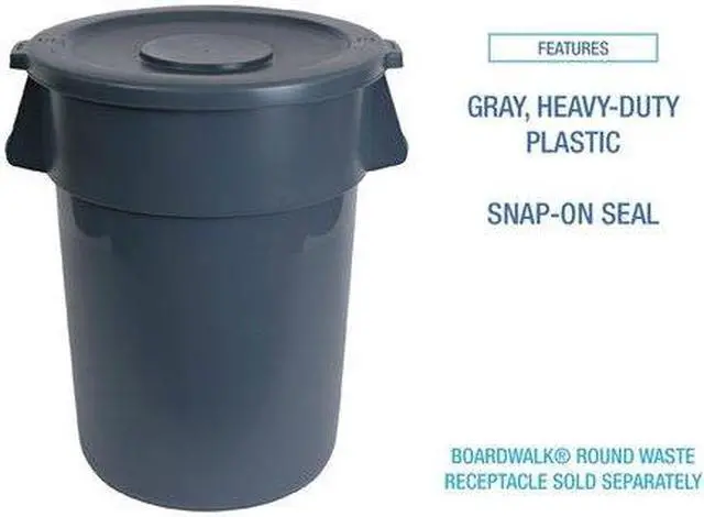 Alt view image 7 of 10 - Boardwalk Lids for 32-Gal Waste Receptacle Flat-Top Round Plastic Gray