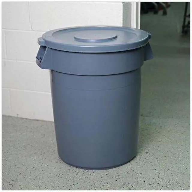 Alt view image 8 of 10 - Boardwalk Lids for 32-Gal Waste Receptacle Flat-Top Round Plastic Gray
