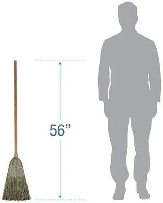 Alt view image 7 of 10 - Boardwalk Warehouse Broom Yucca/Corn Fiber Bristles 42" Wood Handle Natural