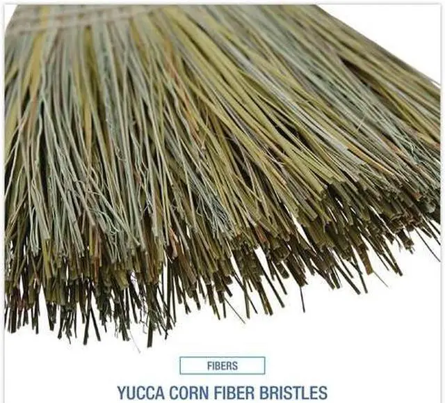 Alt view image 9 of 10 - Boardwalk Warehouse Broom Yucca/Corn Fiber Bristles 42" Wood Handle Natural
