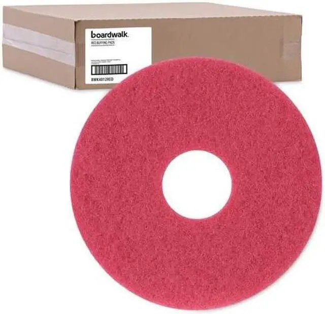 Alt view image 7 of 9 - Boardwalk Standard Buffing Floor Pads 12" Diameter Red 5/Carton 4012RED