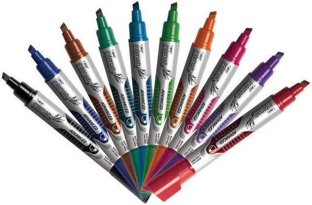 Alt view image 9 of 13 - BIC GELITP241-AST Low Odor And Bold Writing Dry Erase Marker, Chisel Tip, Assorted, 24/Pack
