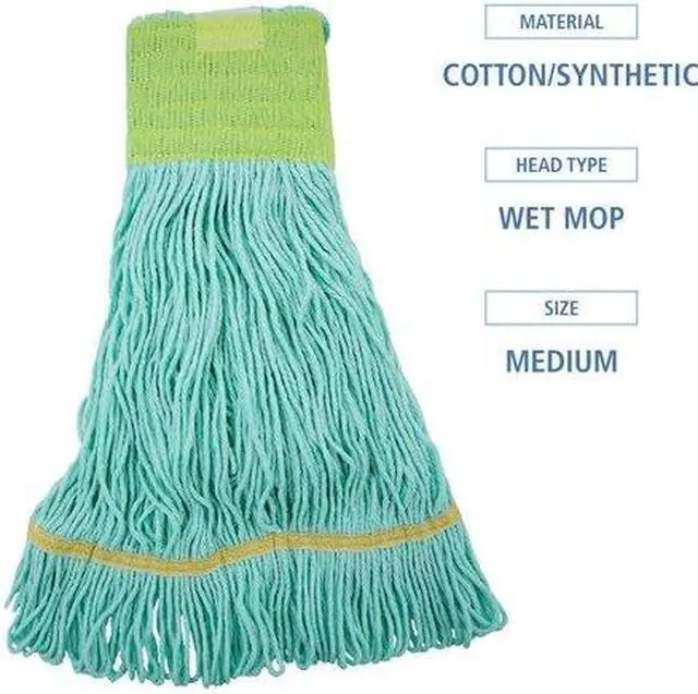 Alt view image 8 of 20 - EcoMop Looped-End Mop Head, Recycled Fibers, Medium Size, Green 1200MEA