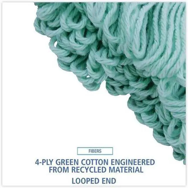 Alt view image 10 of 20 - EcoMop Looped-End Mop Head, Recycled Fibers, Medium Size, Green 1200MEA