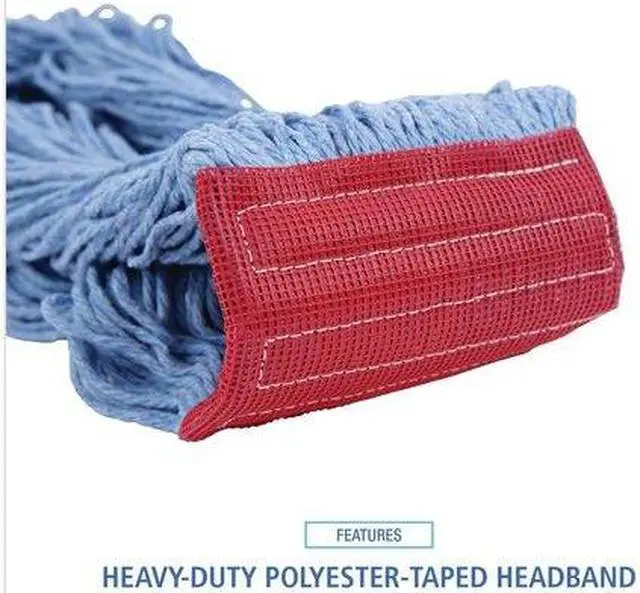 Alt view image 10 of 11 - Boardwalk Pro Loop Web/Tailband Mop Head Blue Large 12/Carton 1800LBDZ