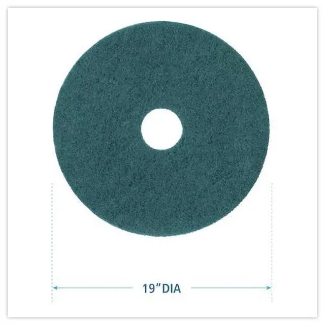 Alt view image 5 of 9 - Boardwalk Standard Heavy-Duty Scrubbing Floor Pads 19" Diameter Green 5/Carton