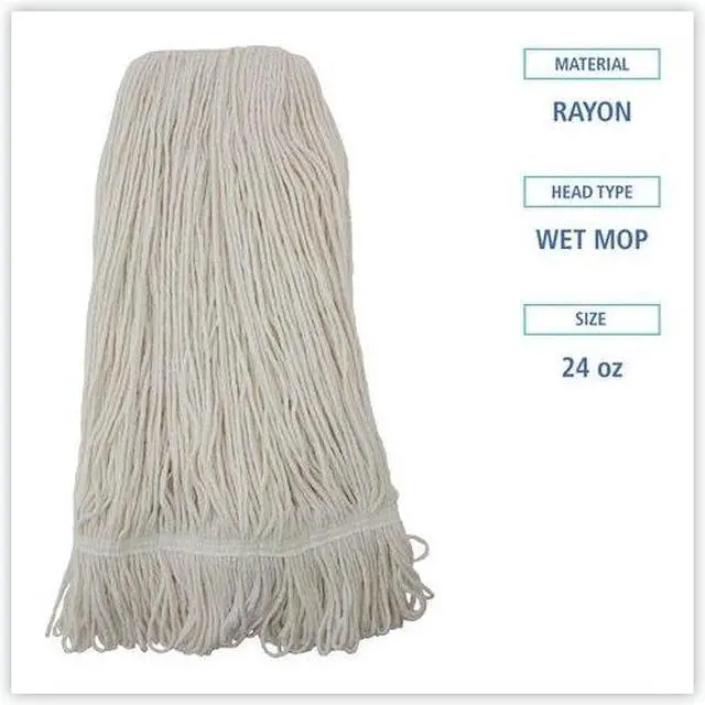 Alt view image 10 of 20 - Boardwalk Pro Loop Web/Tailband Wet Mop Head Rayon 24oz White 424REA