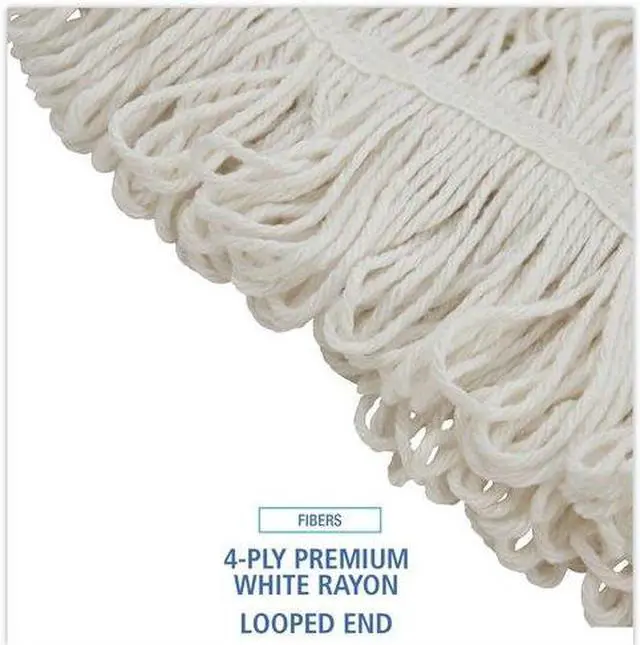 Alt view image 12 of 20 - Boardwalk Pro Loop Web/Tailband Wet Mop Head Rayon 24oz White 424REA