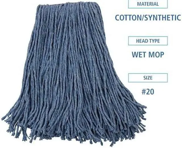 Alt view image 4 of 14 - Boardwalk Mop Head Standard Head Cotton/Synthetic Fiber Cut-End #20 Blue 12