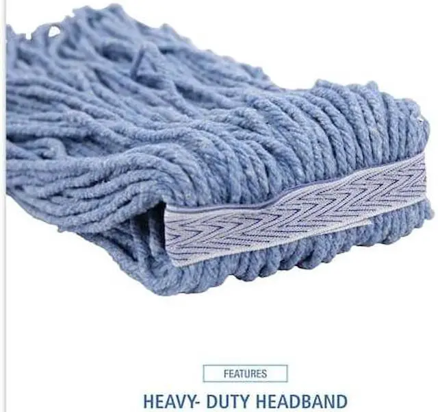 Alt view image 8 of 14 - Boardwalk Mop Head Standard Head Cotton/Synthetic Fiber Cut-End #20 Blue 12