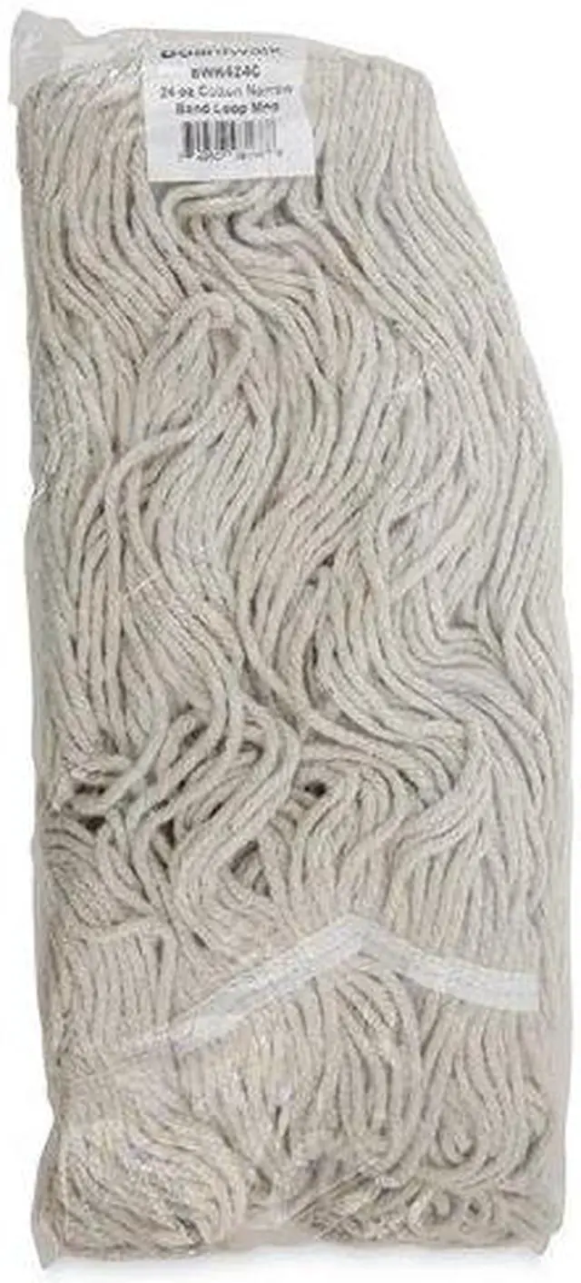 Alt view image 12 of 20 - Boardwalk Pro Loop Web/Tailband Wet Mop Head Cotton 24oz White 424CEA