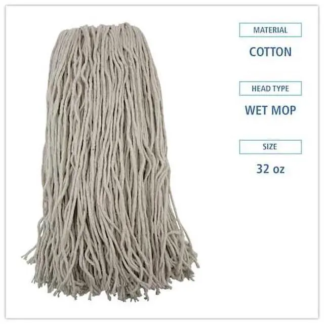 Alt view image 5 of 14 - Boardwalk Mop Head Premium Standard Head Cotton Fiber 32oz White 12/Carton 232C