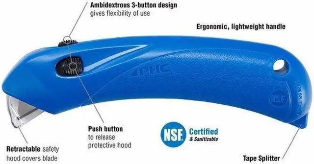 Alt view image 3 of 8 - PACIFIC HANDY CUTTER, INC RSC-432 Safety Knife, Fixed Blade, Safety Point,