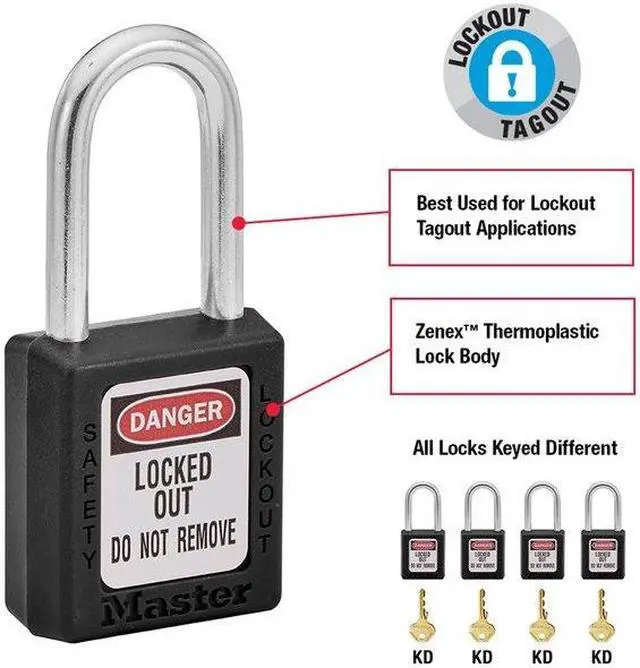 Alt view image 6 of 11 - 6 Pin Black Safety Lockout Padlock