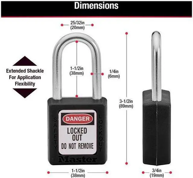 Alt view image 10 of 11 - 6 Pin Black Safety Lockout Padlock