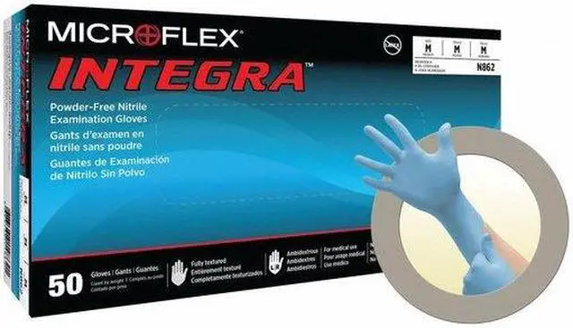 Alt view image 3 of 6 - ANSELL N862 Exam Gloves, Nitrile, Powder Free, Blue, M, 50 PK
