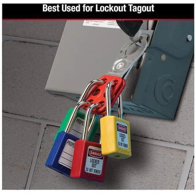 Alt view image 15 of 18 - Safety Lockout Hasps,  1 in Jaw Dia., Red