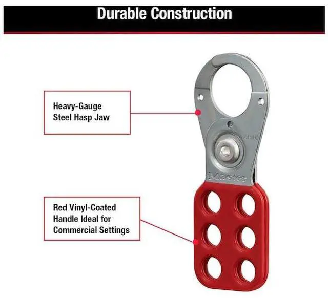 Alt view image 17 of 18 - Safety Lockout Hasps,  1 in Jaw Dia., Red