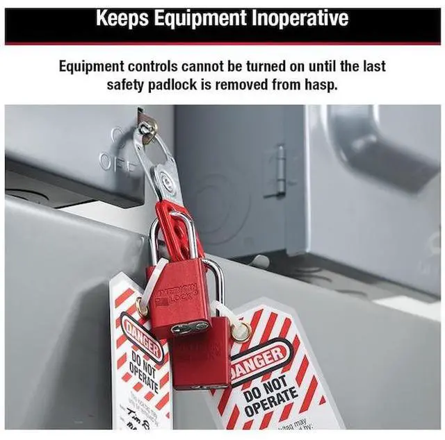 Alt view image 16 of 18 - Safety Lockout Hasps,  1 in Jaw Dia., Red
