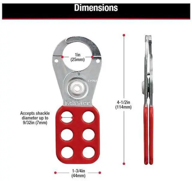 Alt view image 18 of 18 - Safety Lockout Hasps,  1 in Jaw Dia., Red