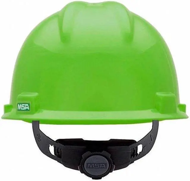Alt view image 4 of 8 - MSA Safety 815565 V-Gard Slotted Hard Hat Lime Green w/ Fas-Trac III Suspension