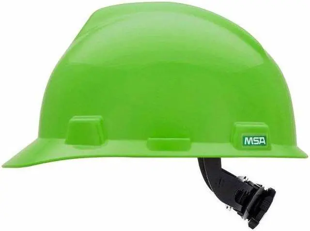 Alt view image 6 of 8 - MSA Safety 815565 V-Gard Slotted Hard Hat Lime Green w/ Fas-Trac III Suspension