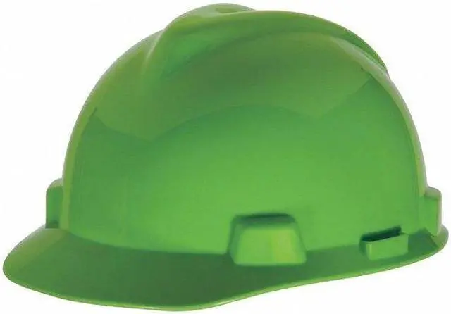Alt view image 8 of 8 - MSA Safety 815565 V-Gard Slotted Hard Hat Lime Green w/ Fas-Trac III Suspension
