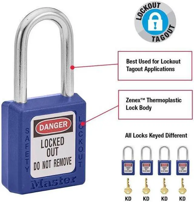 Alt view image 10 of 15 - No. 410 Safety Lockout Padlocks|6 Pin Blue Safety Lock-Out Padlock Key