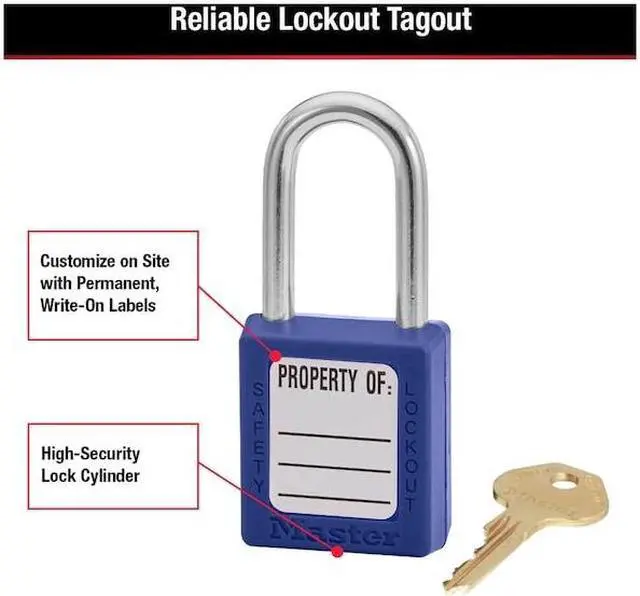 Alt view image 13 of 15 - No. 410 Safety Lockout Padlocks|6 Pin Blue Safety Lock-Out Padlock Key