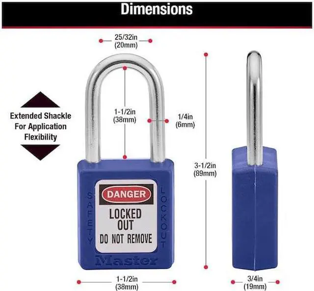 Alt view image 14 of 15 - No. 410 Safety Lockout Padlocks|6 Pin Blue Safety Lock-Out Padlock Key