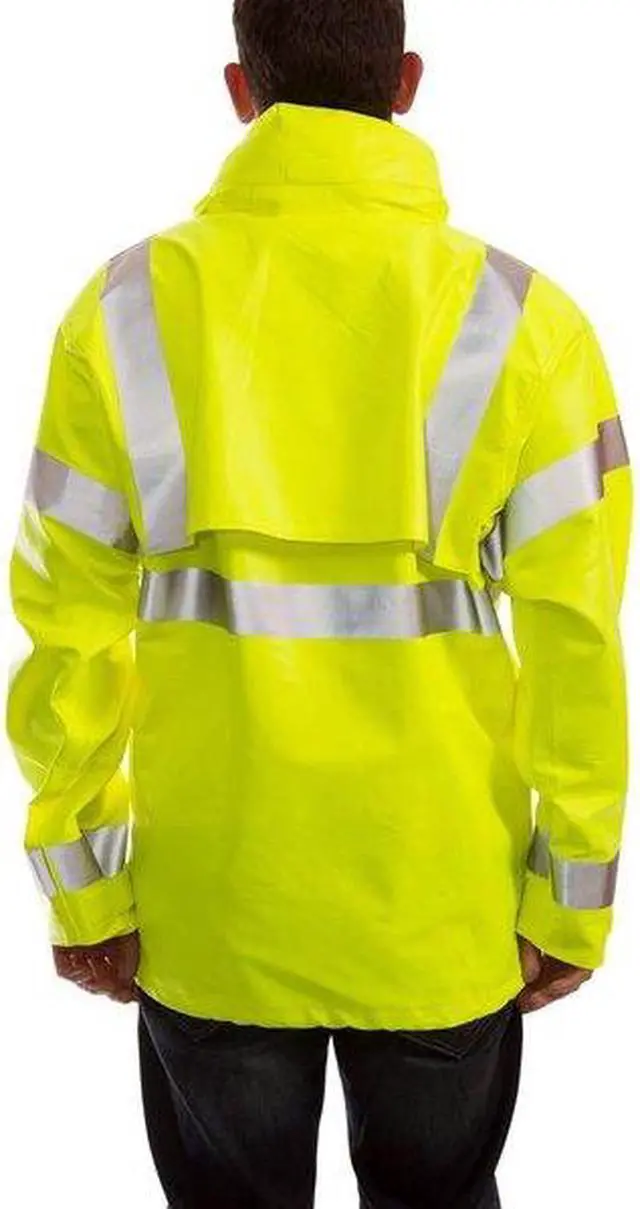 Alt view image 2 of 2 - TINGLEY J44122 Arc Flash Flame Resistant Rain Jacket, PVC, Class 3 Lime, XL