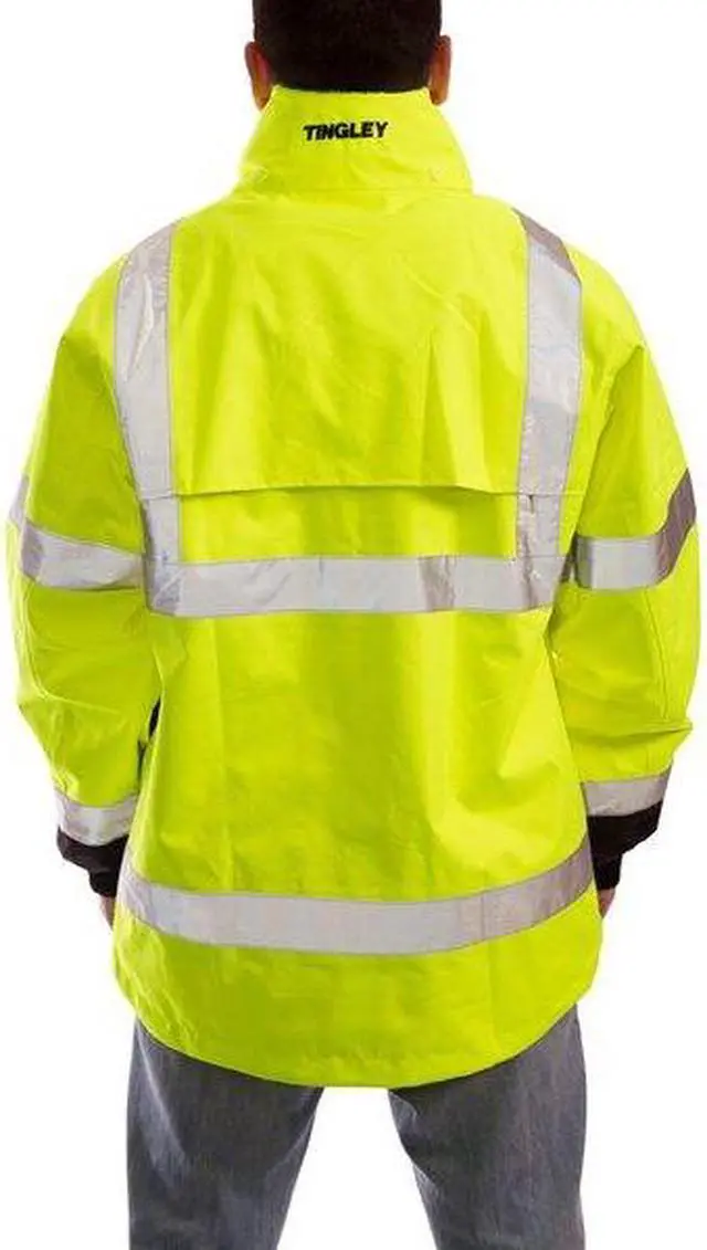 Alt view image 2 of 2 - TINGLEY J24122 High Visibility Rain Jacket with hood, Polyester, Class 3 R,